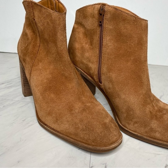 New! Lucky Brand Pinkton Brown Suede Block Heel Bootie 11M - Picture 10 of 16